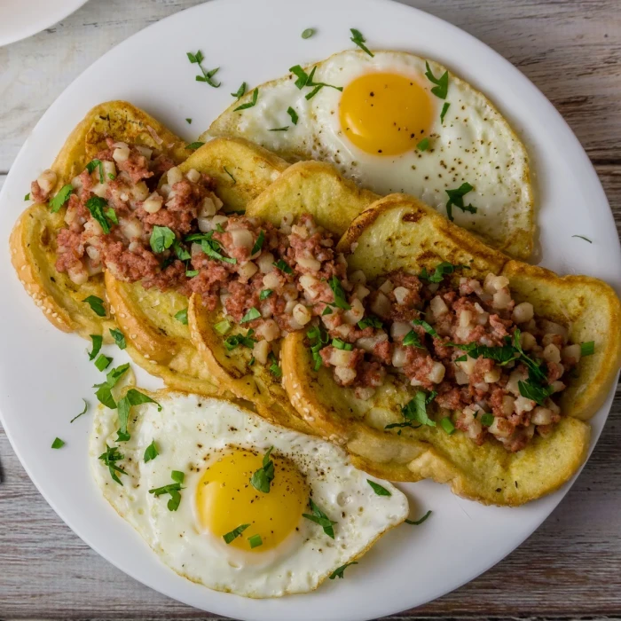3 Franch Toast, Egg with Meat